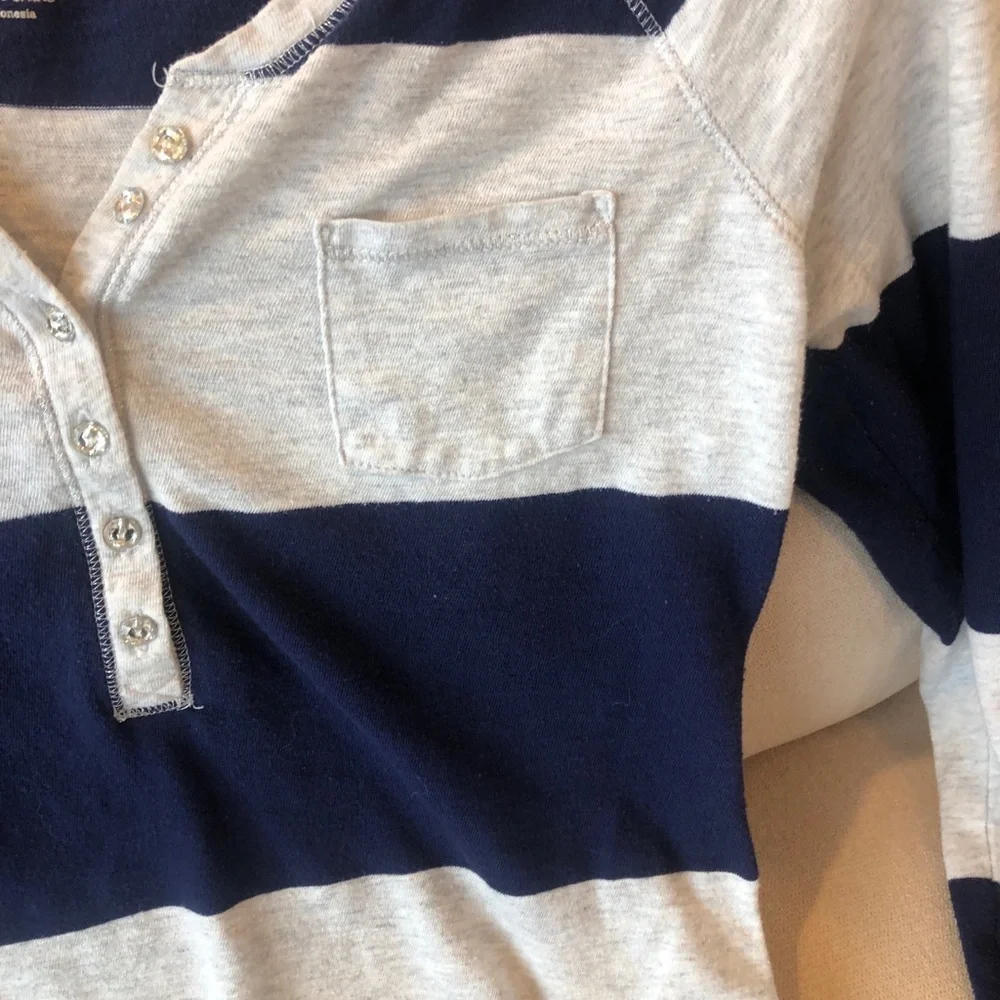 Justice Navy and Gray Buttoned Top